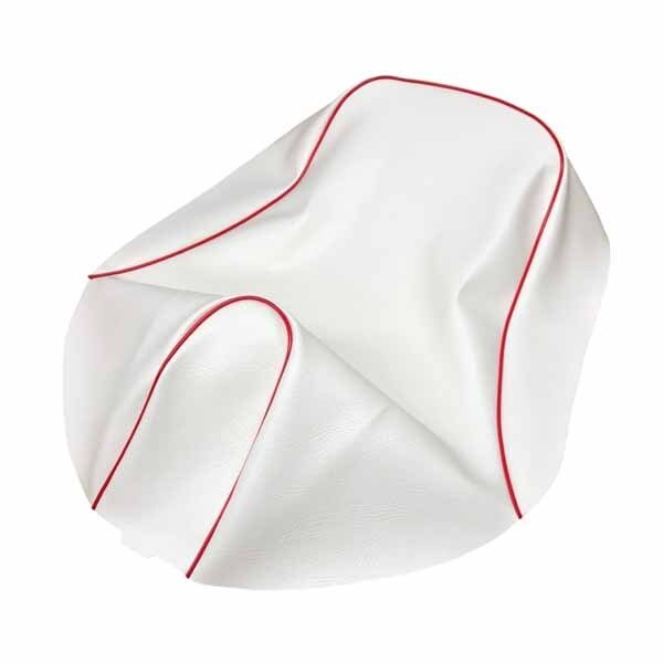 画像1: アッズ(AZZU) タクトベーシック　4ST(AF79) シートカバー［白カバー・赤パイピング］(張替) 国内生産 日本製シートカバー【全国送料無料】 (1)