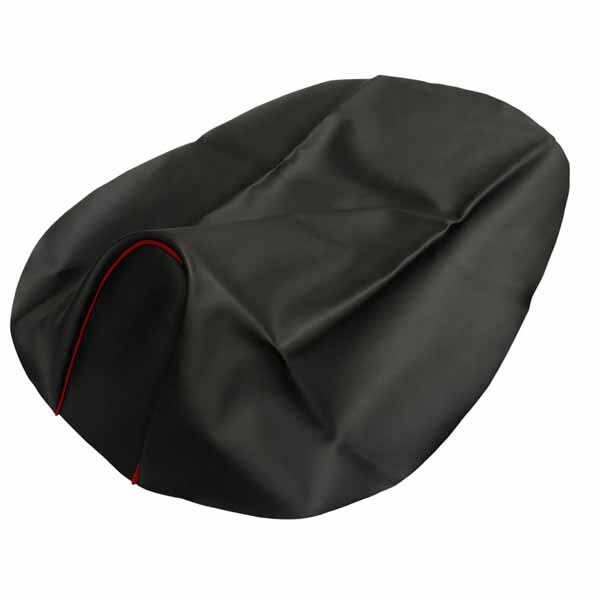 画像1: アッズ(AZZU) レッツ[CA1KA](給油口タンク中仕様) シートカバー [黒カバー・赤パイピング/張替タイプ] 国内生産 日本製シートカバー【全国送料無料】 (1)