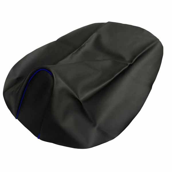 画像1: アッズ(AZZU) レッツ[CA1KA](給油口タンク中仕様) シートカバー [黒カバー・青パイピング/張替タイプ] 国内生産 日本製シートカバー【全国送料無料】 (1)