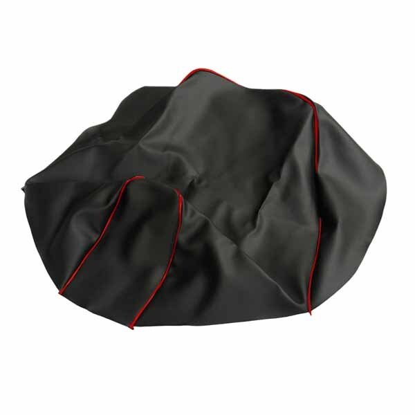 画像1: アッズ(AZZU) レッツ5 シートカバー[黒カバー・赤パイピング/張替タイプ] 国内生産 日本製シートカバー【全国送料無料】 (1)