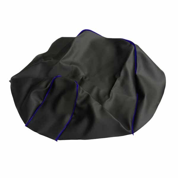 画像1: アッズ(AZZU) レッツ5 シートカバー[黒カバー・青パイピング/張替タイプ] 国内生産 日本製シートカバー【全国送料無料】 (1)
