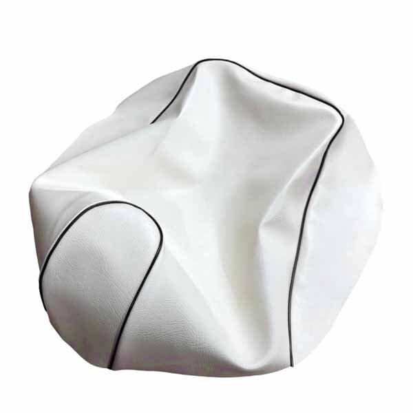 画像1: アッズ(AZZU) レッツ　(CA4AA)4ST シートカバー［白カバー・黒パイピング］(張替) 国内生産 日本製シートカバー【全国送料無料】 (1)