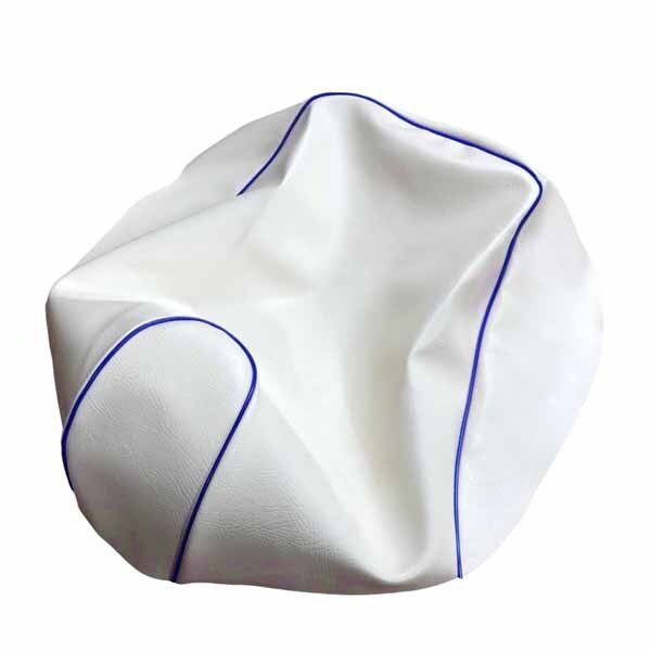 画像1: アッズ(AZZU) レッツ　(CA4AA)4ST シートカバー［白カバー・青パイピング］(張替) 国内生産 日本製シートカバー【全国送料無料】 (1)