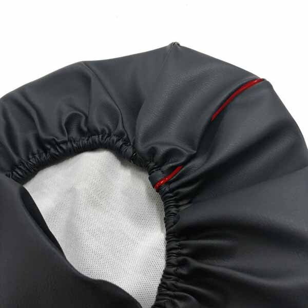 画像1: アッズ(AZZU) レッツ2[CA1KA] シートカバー [黒カバー・赤パイピング/被せるタイプ] 国内生産 日本製シートカバー【全国送料無料】 (1)
