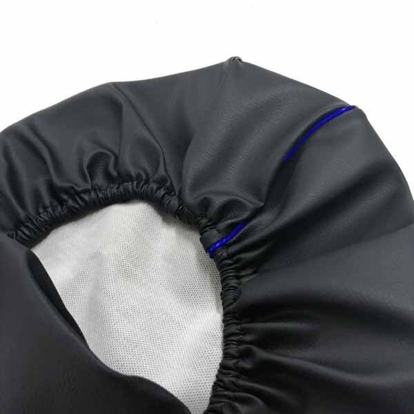 画像1: アッズ(AZZU) レッツ2[CA1KA] シートカバー [黒カバー・青パイピング/被せるタイプ] 国内生産 日本製シートカバー【全国送料無料】 (1)