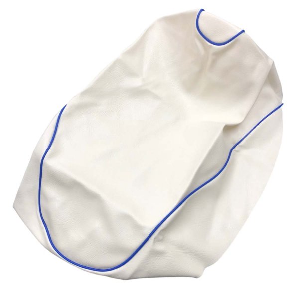 画像2: Cifmo(シフモ) アドレスV125 シートカバー 白カバー 青パイピング 張替タイプ 安心の日本製 高品質 シートリペア CIF-77232 【送料無料 一部地域除く】 (2)