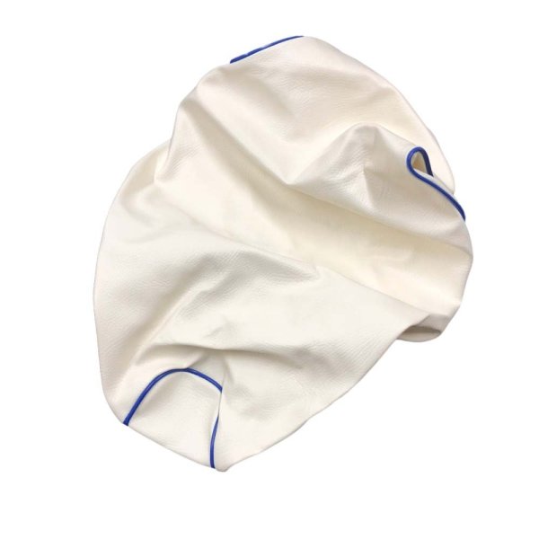 画像2: Cifmo(シフモ) アドレスV125 シートカバー 白カバー 青パイピング  被せタイプ 安心の日本製 高品質 シートリペア CIF-77911 【送料無料 一部地域除く】 (2)