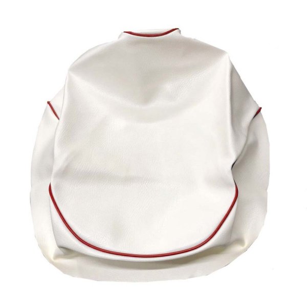 画像2: Cifmo(シフモ) (3KJ)ジョグ シートカバー 白カバー 赤パイピング 張替タイプ 安心の日本製 高品質 シートリペア CIF-79267 【送料無料 一部地域除く】 (2)