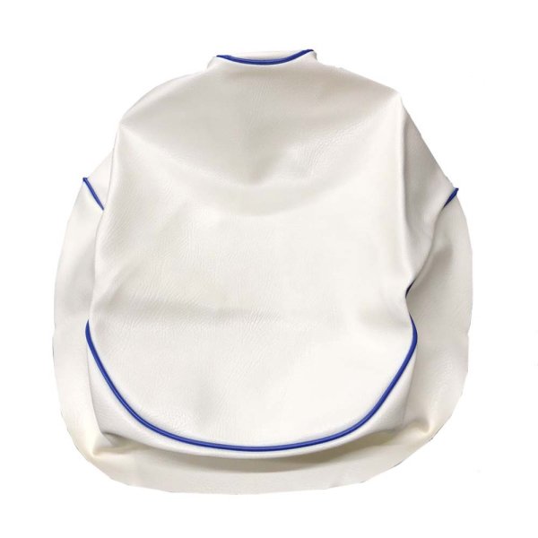 画像2: Cifmo(シフモ) (3KJ)ジョグ シートカバー 白カバー 青パイピング 張替タイプ 安心の日本製 高品質 シートリペア CIF-79274 【送料無料 一部地域除く】 (2)