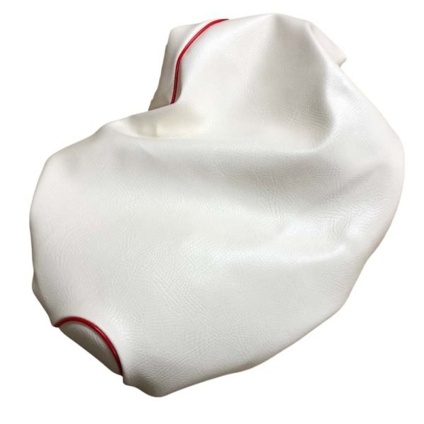 画像2: Cifmo(シフモ) (SA39J)ジョグ 4サイクル シートカバー 白カバー 赤パイピング  被せタイプ 安心の日本製 高品質 シートリペア CIF-81086 【送料無料 一部地域除く】 (2)