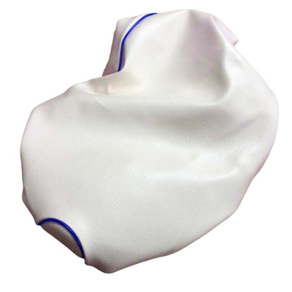 画像2: Cifmo(シフモ) (SA39J)ジョグ 4サイクル シートカバー 白カバー 青パイピング  被せタイプ 安心の日本製 高品質 シートリペア CIF-81093 【送料無料 一部地域除く】 (2)