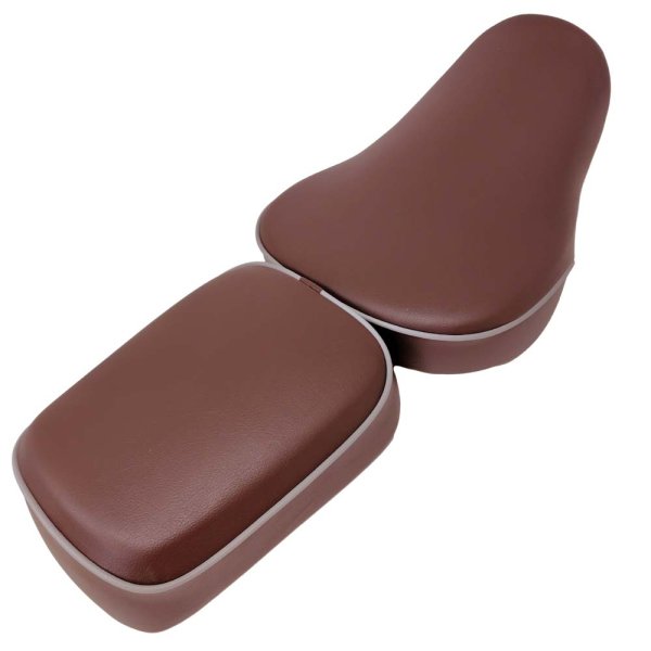 画像3: Cifmo(シフモ) GB350C 前後セット シートカバー ブラウン/パイピング：グレー 張替タイプ 安心の日本製 高品質 シートリペア CIF-82069 【送料無料 一部地域除く】 (3)